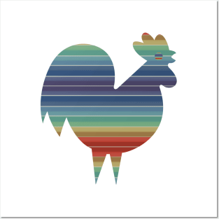 80's Retro Rooster In 80's Colors Posters and Art